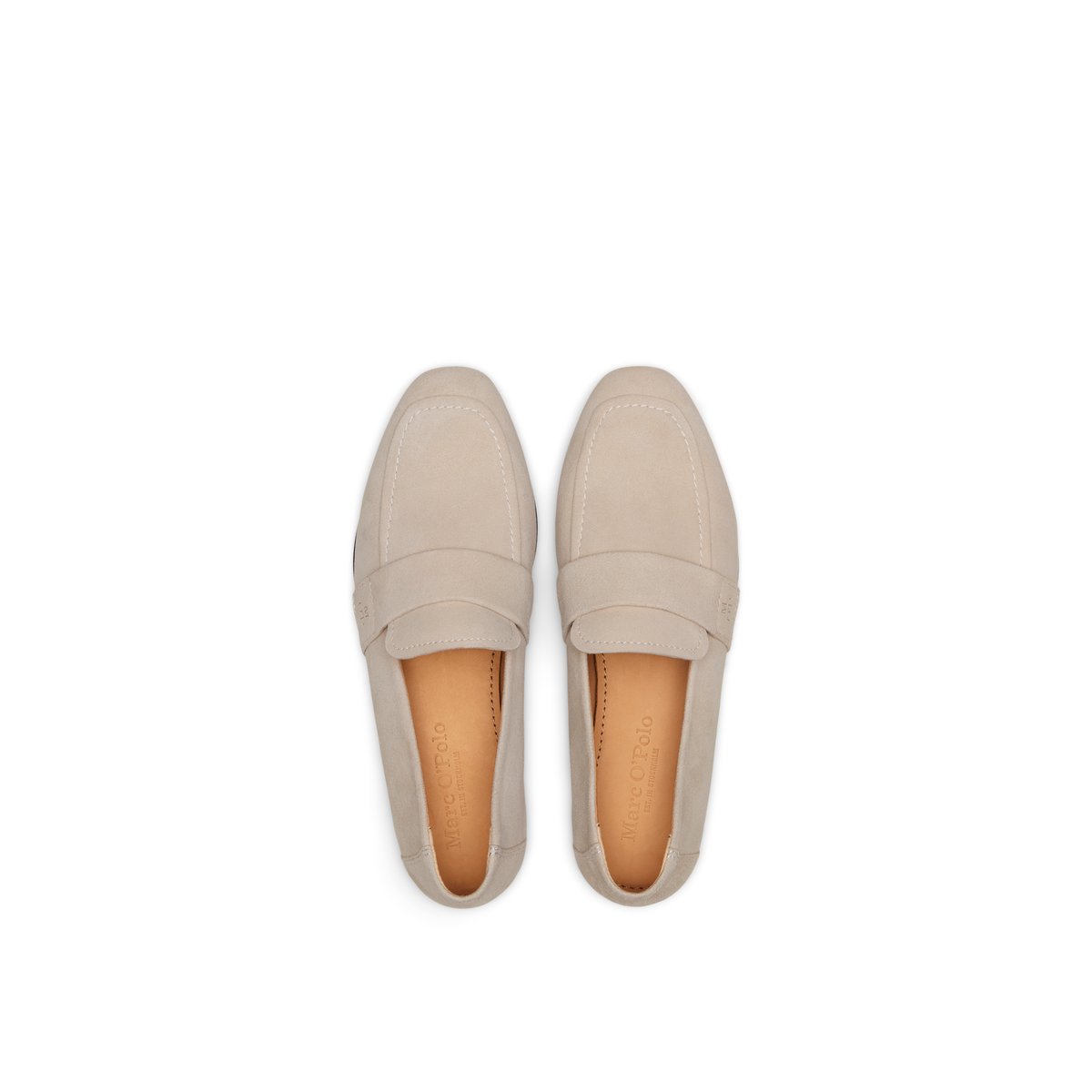 Loafer Modèle Safina en cuir de vachette velours doux beige, MARC O'POLO