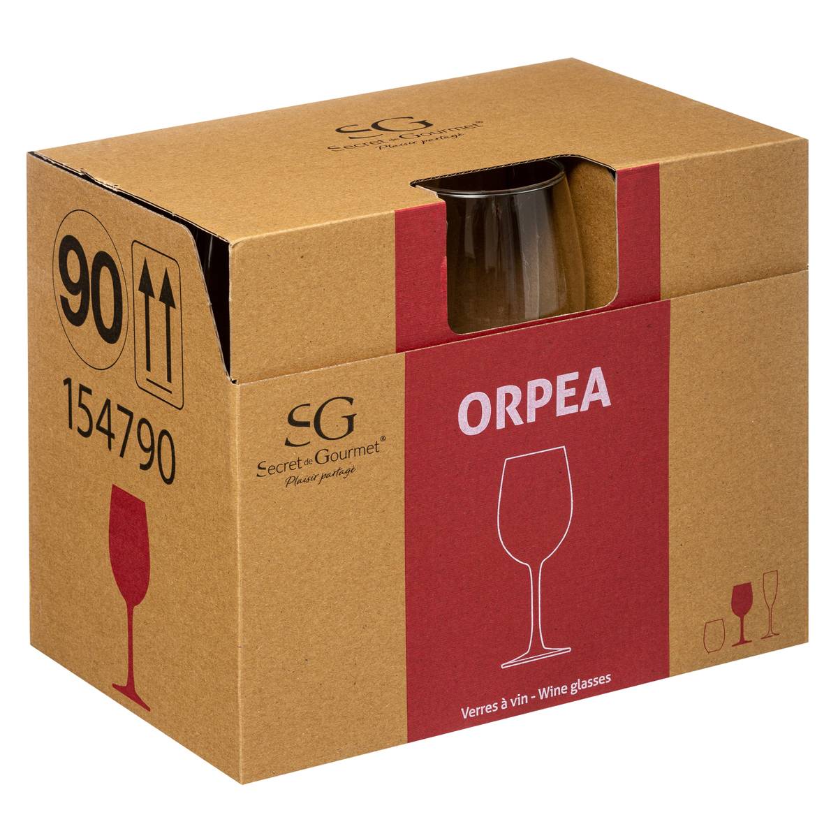 Lot de 6 verres à vin en verre 36 cl ORPEA transparent, SECRET DE GOURMET