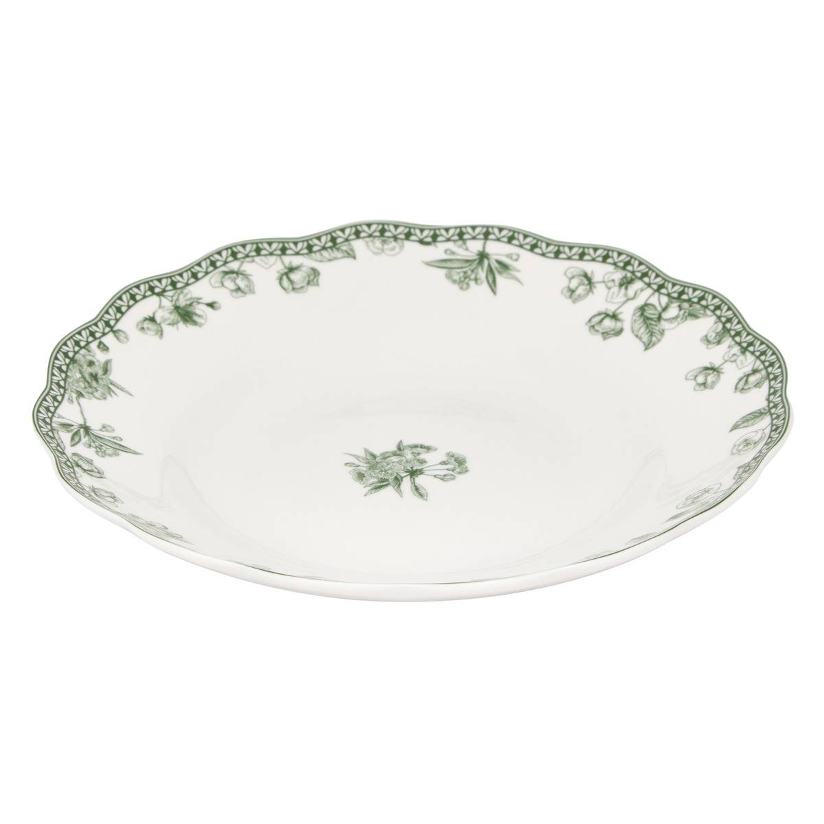 Lot de 6 assiettes creuses rondes en porcelaine LISIERE vert, ATMOSPHERA