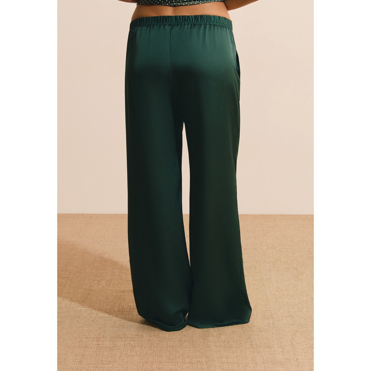 Pantalon de pyjama satiné DESIRE vert sapin, ETAM