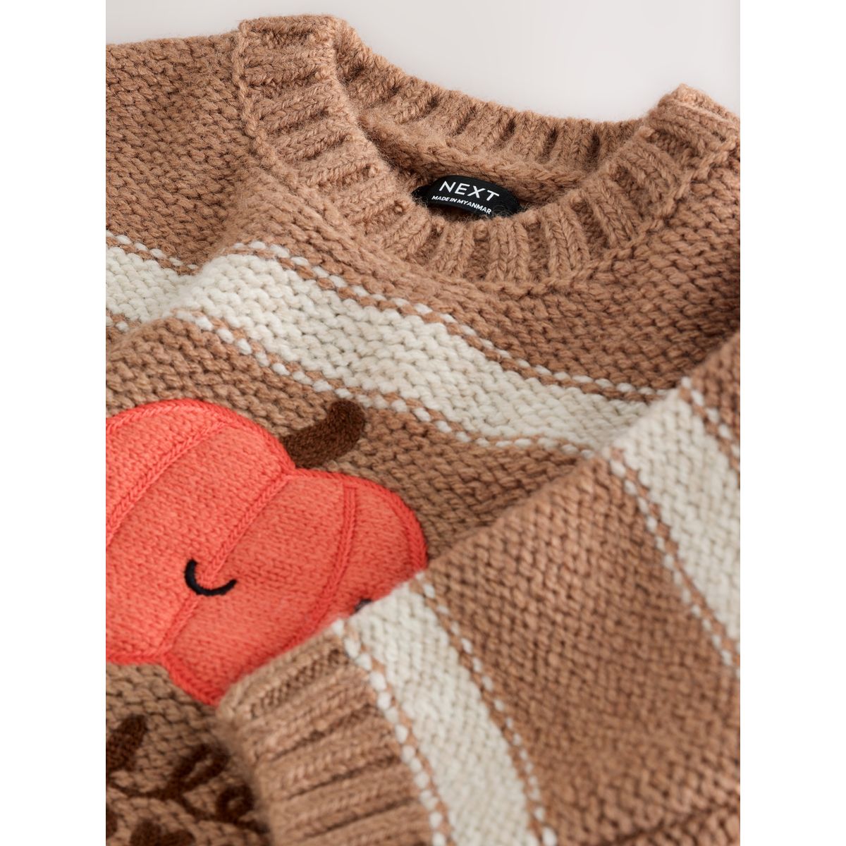 Pull ras du cou en maille halloween citrouille neutre, NEXT