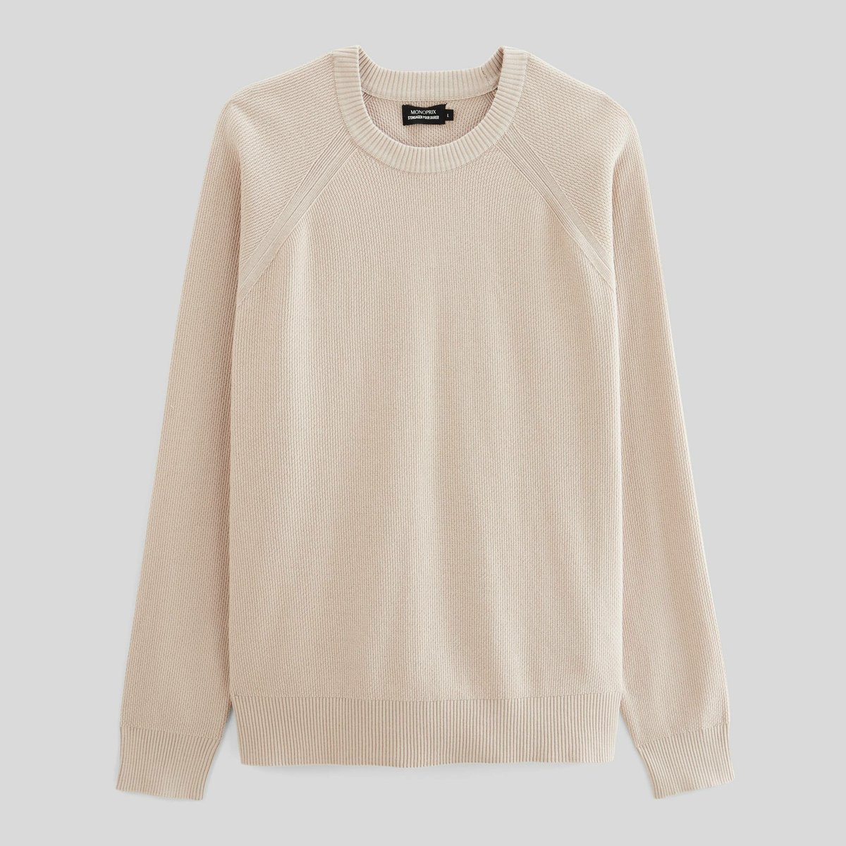 MONOPRIX - Pull maille fantaisie en coton BIO, certifié OEKOTEX - MARINE - Masculin levure, MONOPRIX