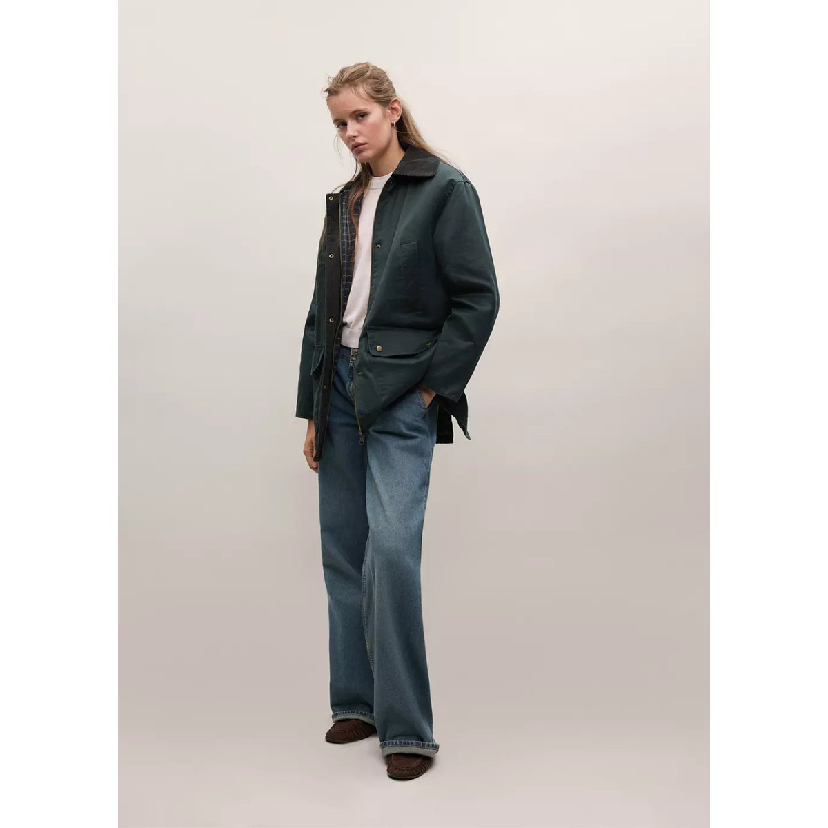 Parka coton en velours côtelé bleu marine, MANGO TEEN