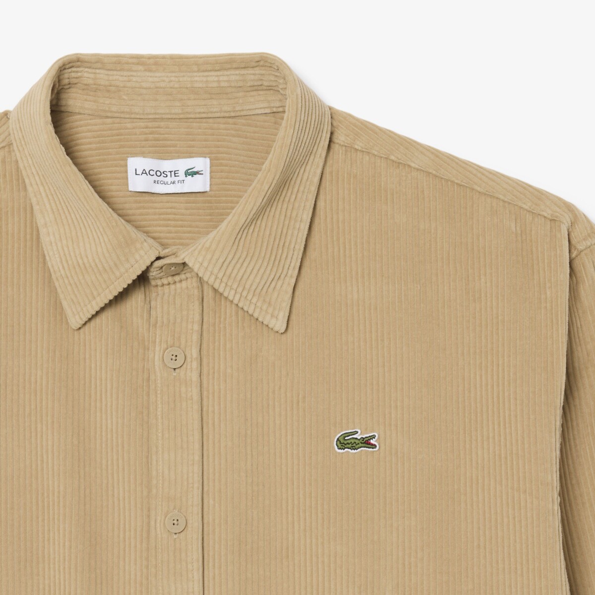 Chemise en velours, Regular Fit beige, LACOSTE