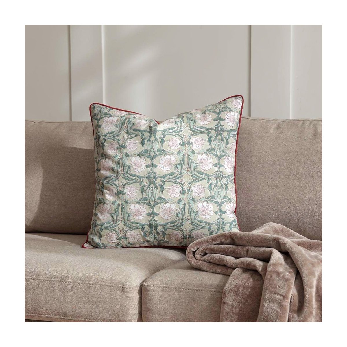 Housse de coussin Bauhaus vert, rose, rouge, ARCHIV