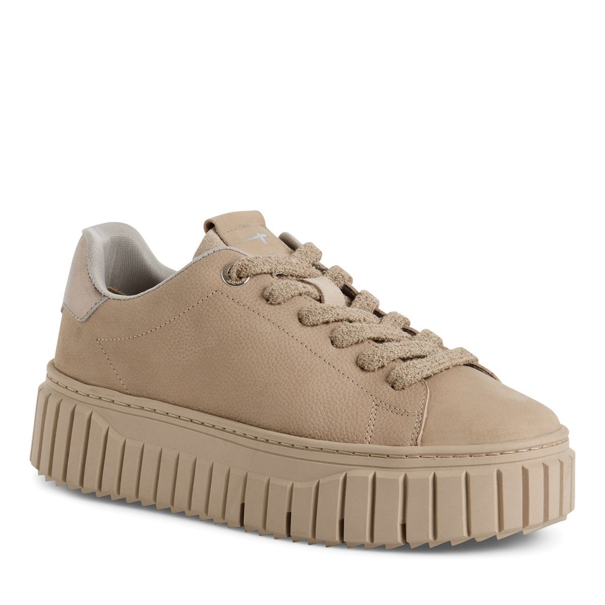 Basket en cuir marron antilope, TAMARIS