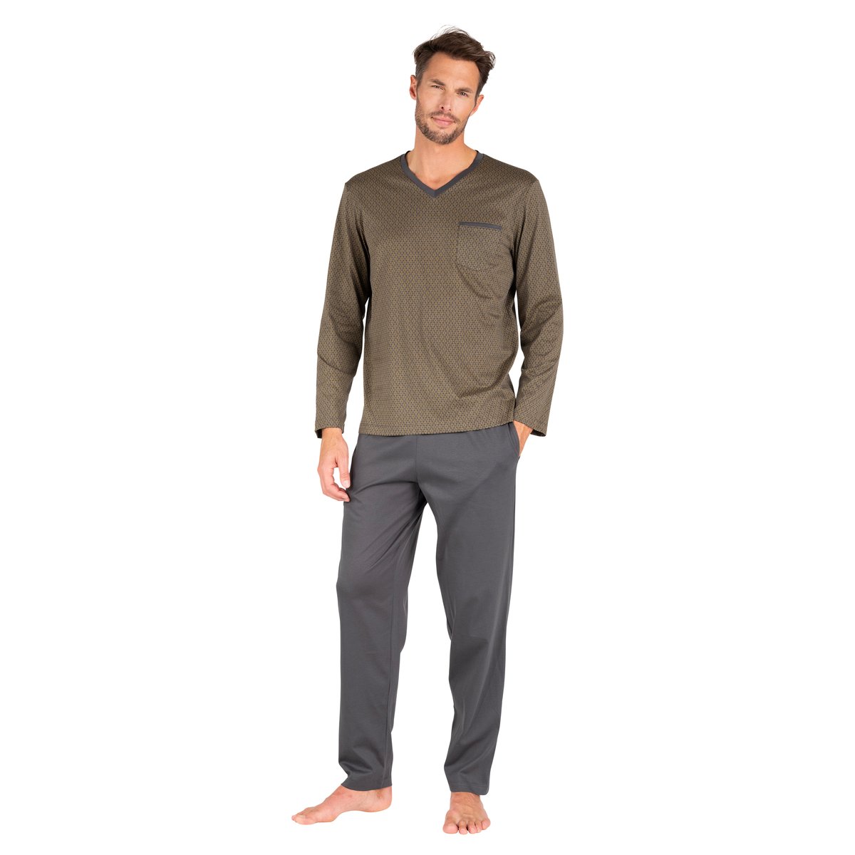 Pyjama T-shirt col V doré, EMINENCE