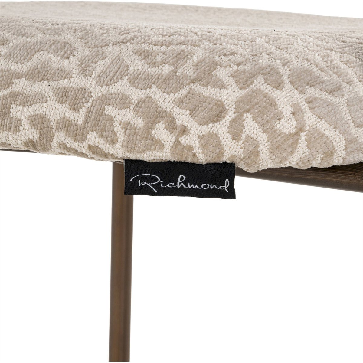 Tabouret de bar en tissu (lot de 2) beige léopard finition bronze foncé, RECOLLECTION