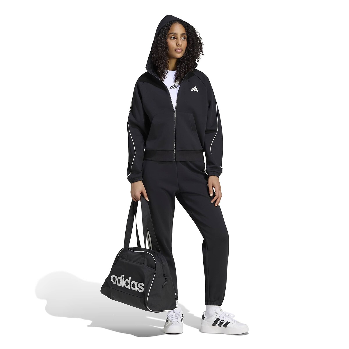 Felpa con cappuccio e zip STADIUM nero , ADIDAS SPORTSWEAR
