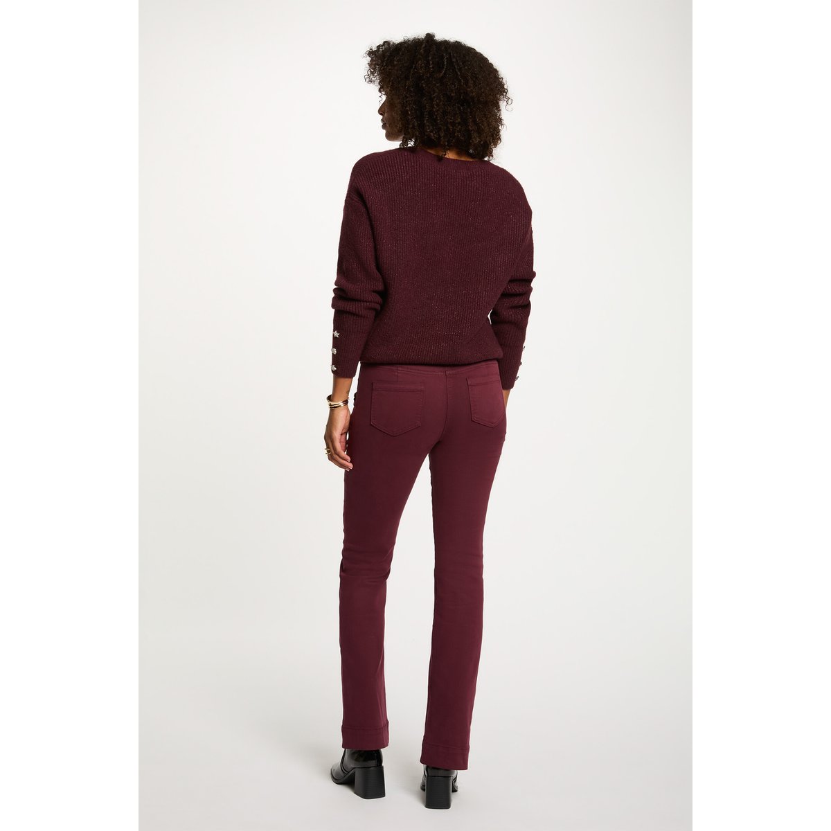 Pantalon bootcut prune, MORGAN