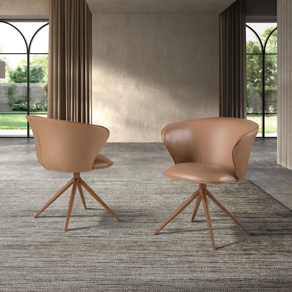 Chaise pivotante en similicuir camel | marron, ANGEL CERDA