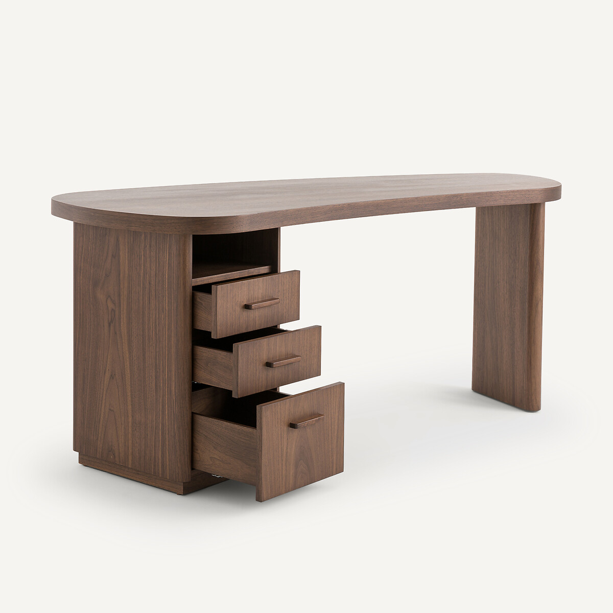 Bureau forme organique noyer et plaqué, Pali noyer, AM.PM
