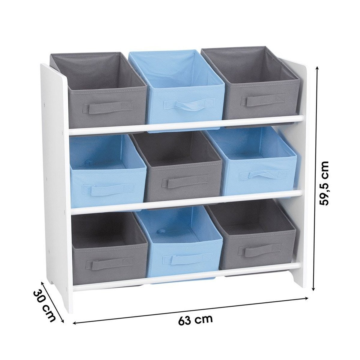 Meuble 9 Panières Pour Enfant Bleu Gris bleu, DECORATIE