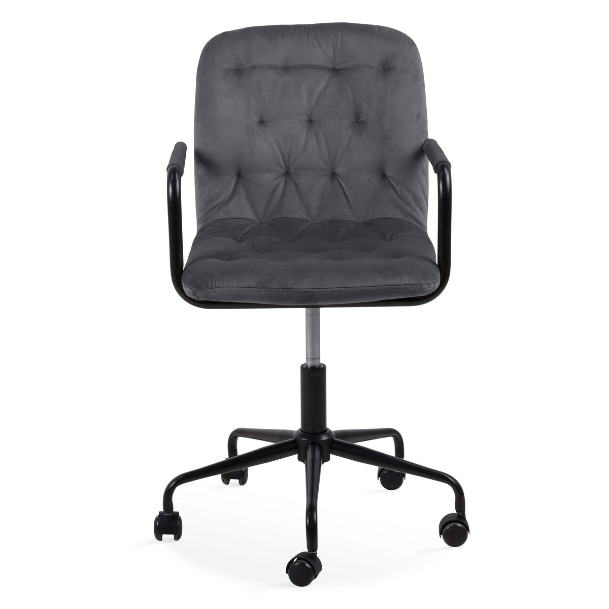 Fauteuil de bureau en velours assise capitonnée, MATT gris, OVIALA