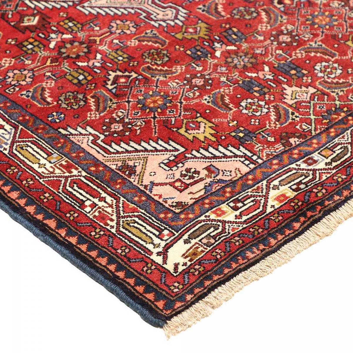 Tapis d'orient au motif oriental, noué à la main, HAMADAN 12 rouge, beige, bleu, UN AMOUR DE TAPIS