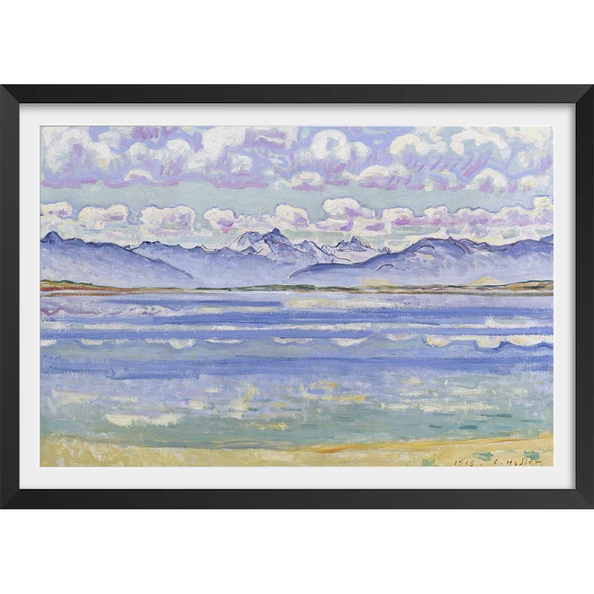 Poster Le Weisshorn vu du Montana - Ferdinad Hodler affiche + cadre en bois - noir, HEXOA
