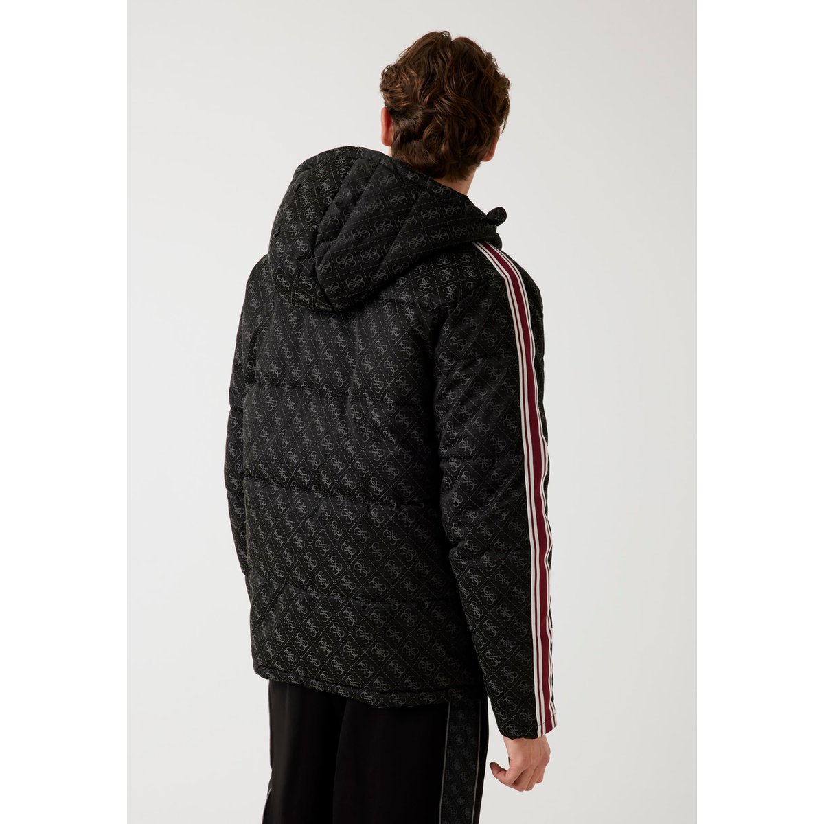 Doudoune À Capuche 4G noir multi, GUESS
