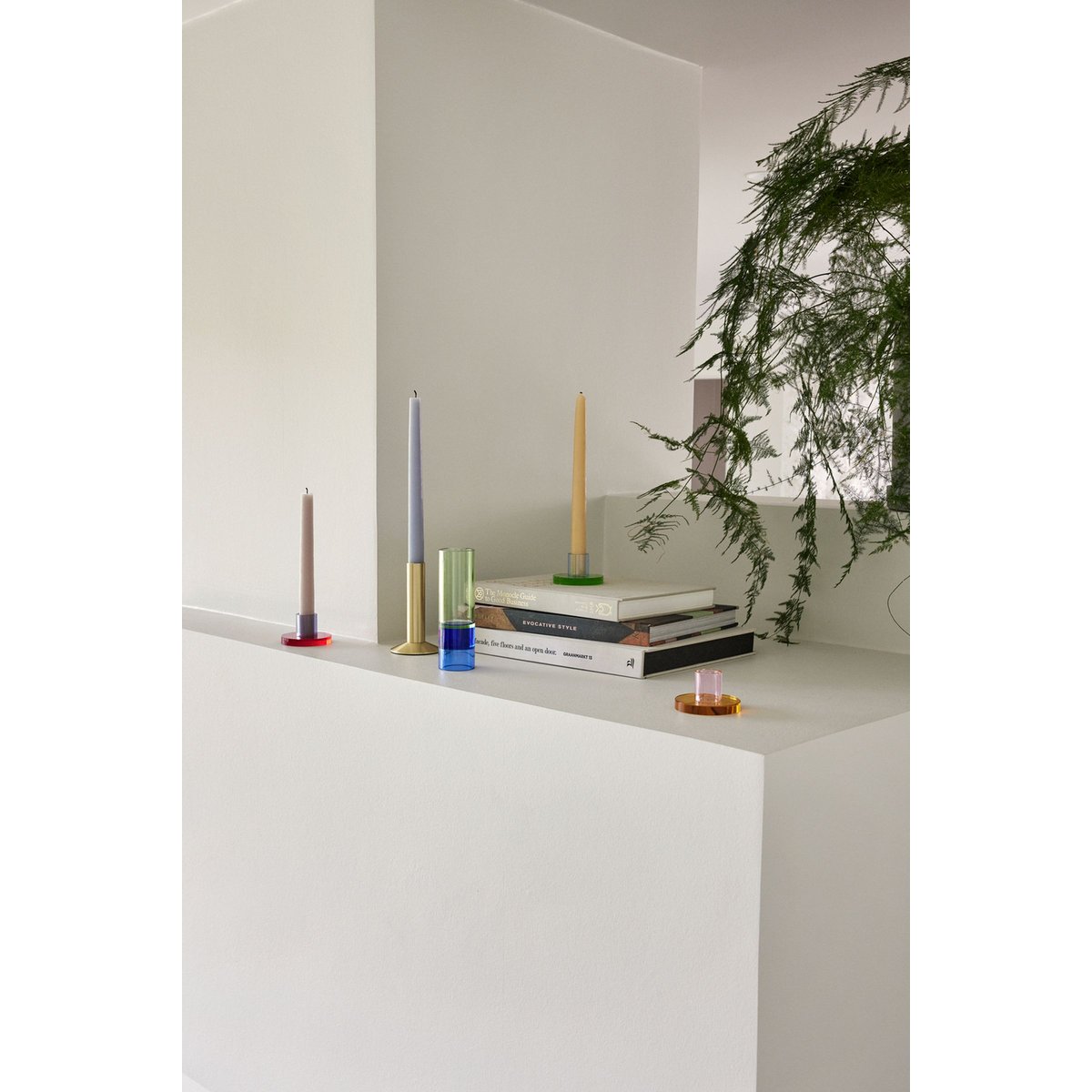 Bougeoir en cristal ASTRA bleu/vert, HUBSCH