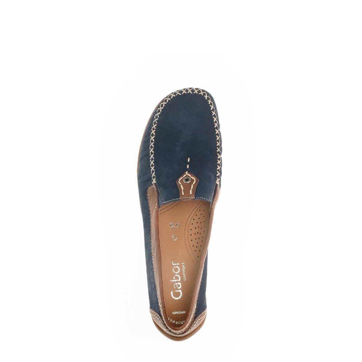 Mocassins en cuir à talon compensé bleu marine, GABOR