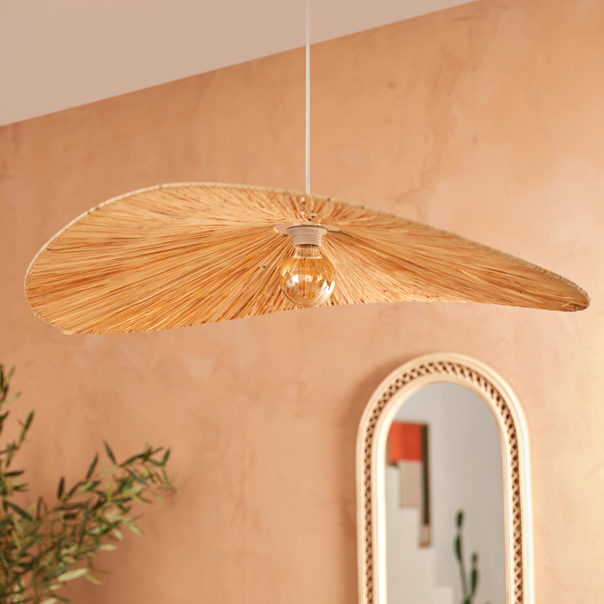 Suspension raphia naturel ORANE beige, ATMOSPHERA