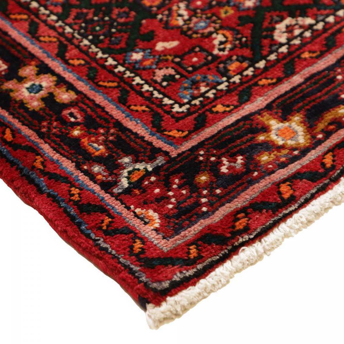 Tapis d'orient, motif traditionnel noué à la main, HAMADAN 180 rouge, beige, bleu, UN AMOUR DE TAPIS