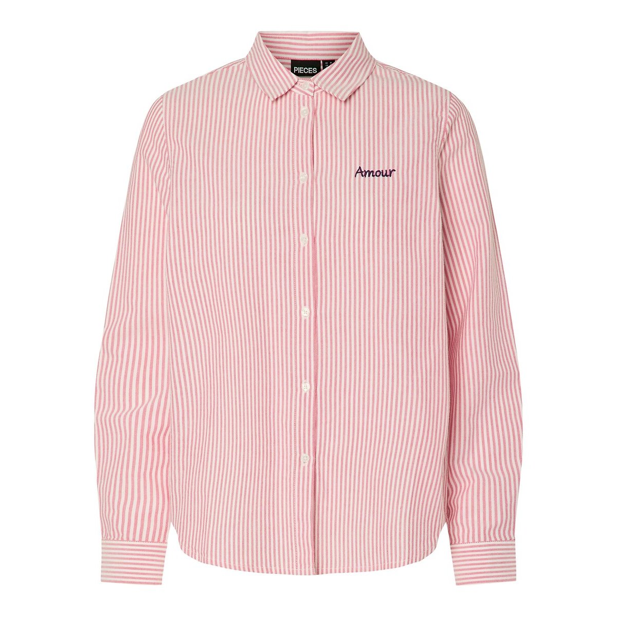 Striped Cotton Blouse pink/white striped, PIECES