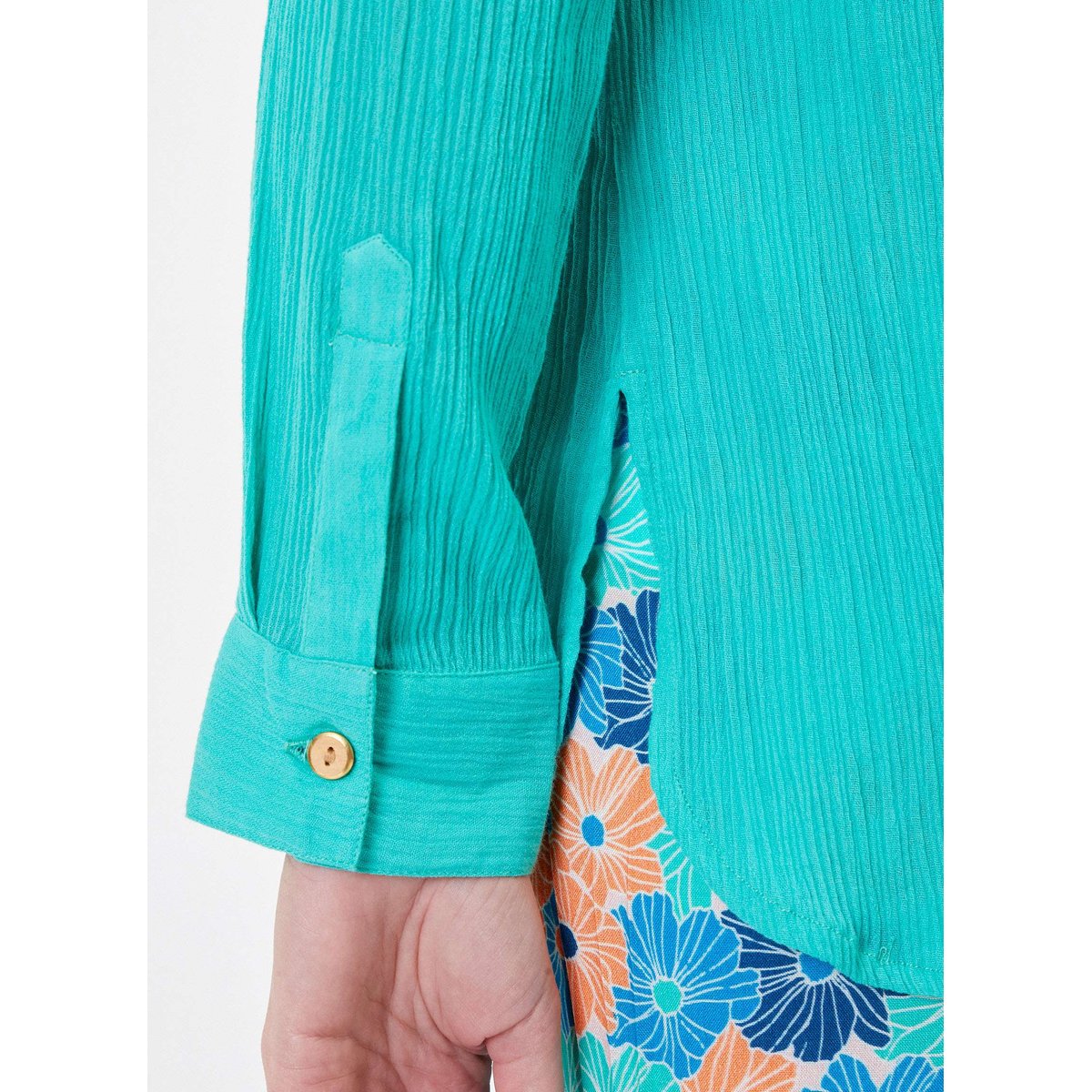 Chemise droite coton bio unie DOLORES jade, LA FIANCÉE