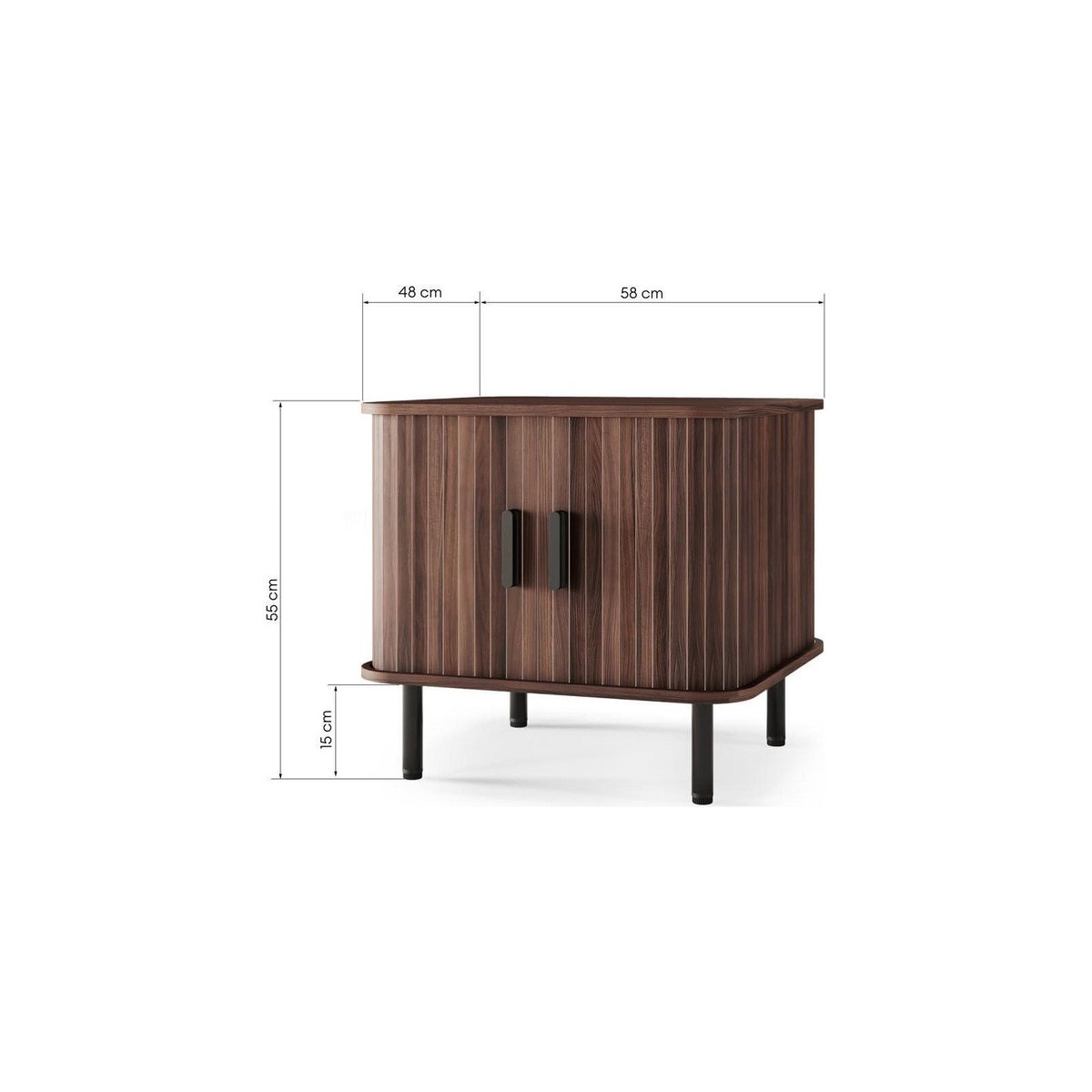 Table de chevet arrondie EPIQUE noyer foncé et noir, RECOLLECTION
