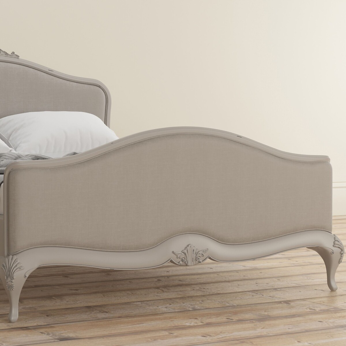 Etienne French-Vintage Upholstered Bed grey white , WILLIS & GAMBIER