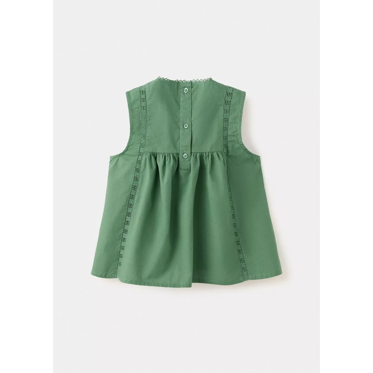 Blouse coton détails froncés vert, MANGO BABY