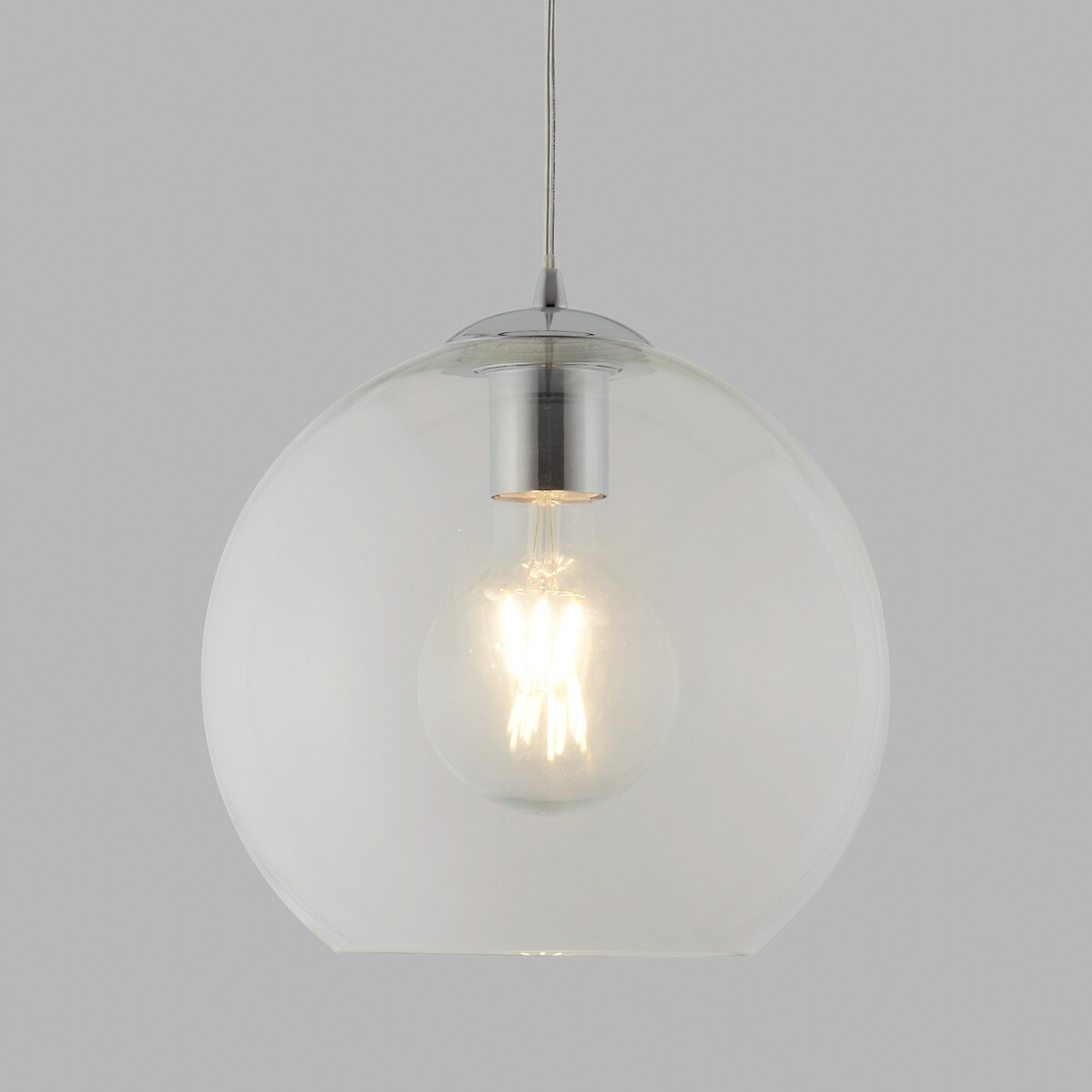 25cm Barcelona Pendant Light in Clear Glass chrome, SO'HOME