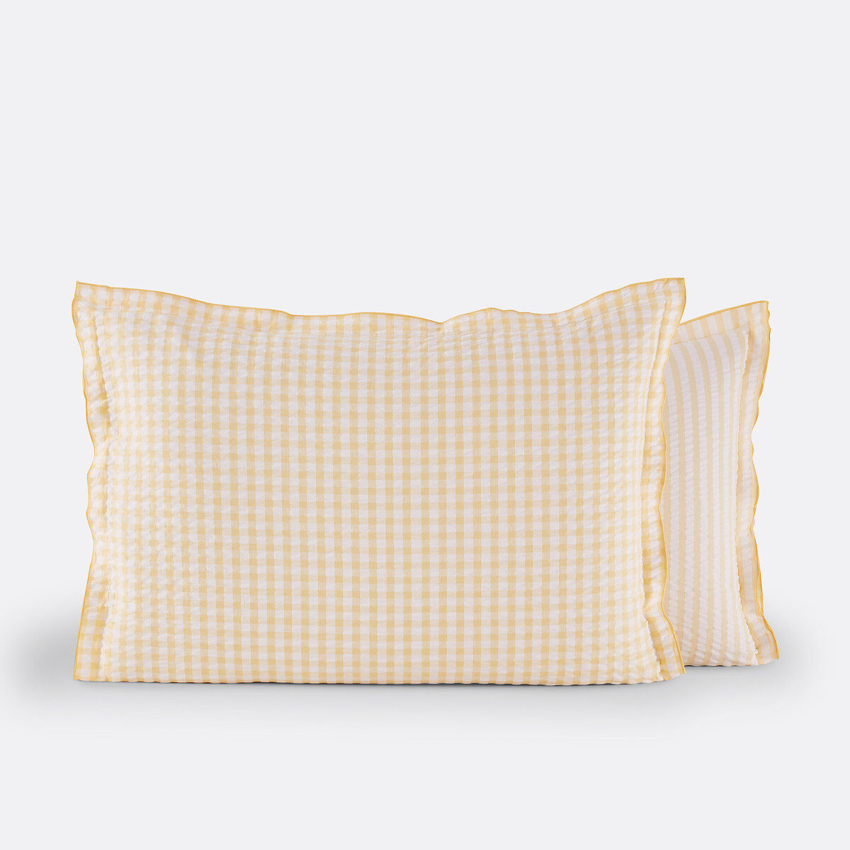 Taie d'oreiller coton seersucker, COTTAGE JAUNE jaune, LA REDOUTE INTERIEURS