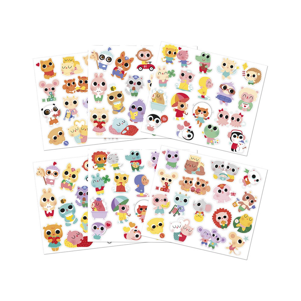 100 Stickers Planches Bébé Animaux couleur unique, JANOD