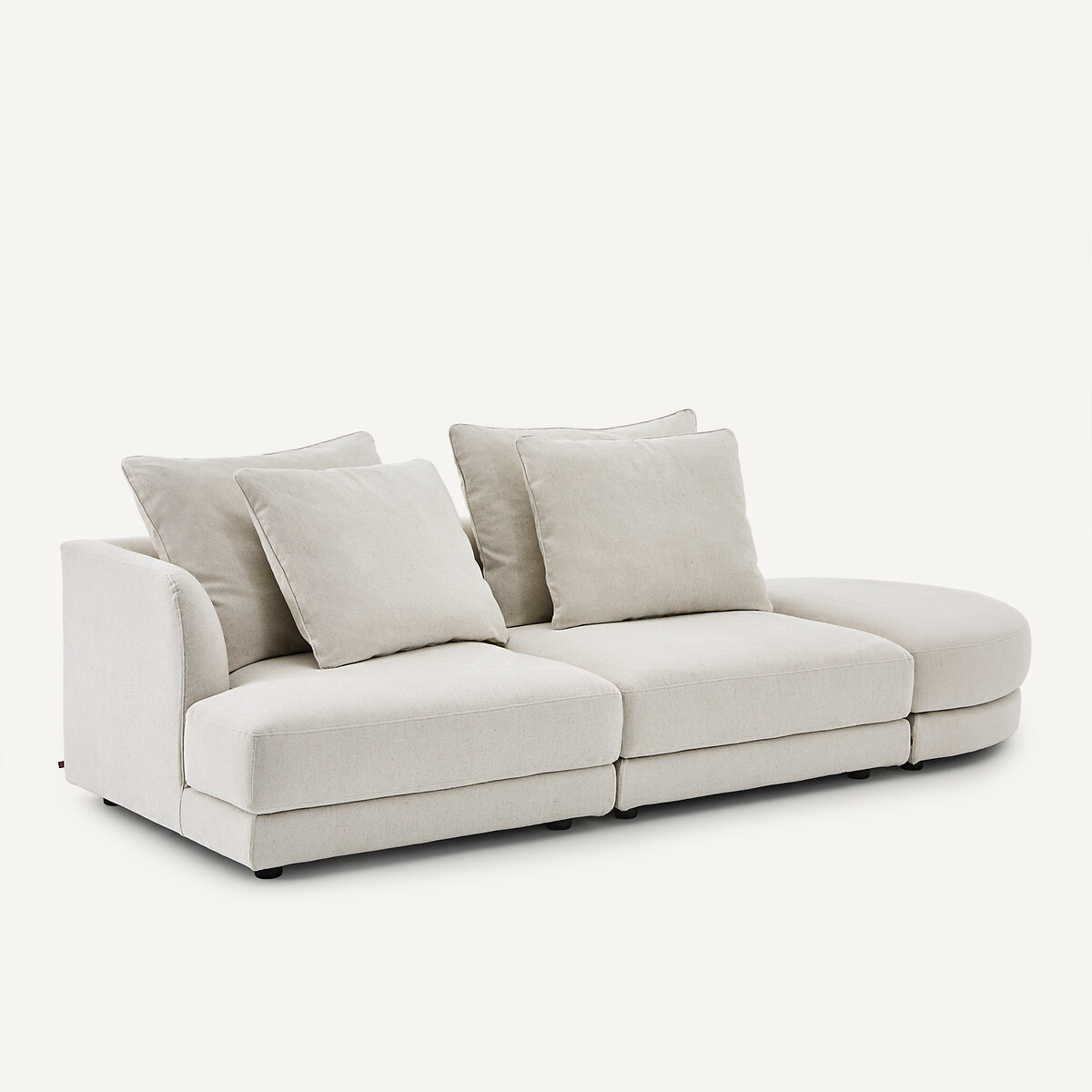 Linkes Sofa-Halbmodul, modular, aus meliertem Stoff, TIBERIO elfenbein, AM.PM