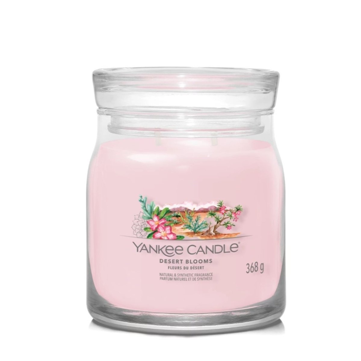 Bougie signature Fleurs du désert modèle moyen - FLEURS DU DÉSERT rose, YANKEE CANDLE