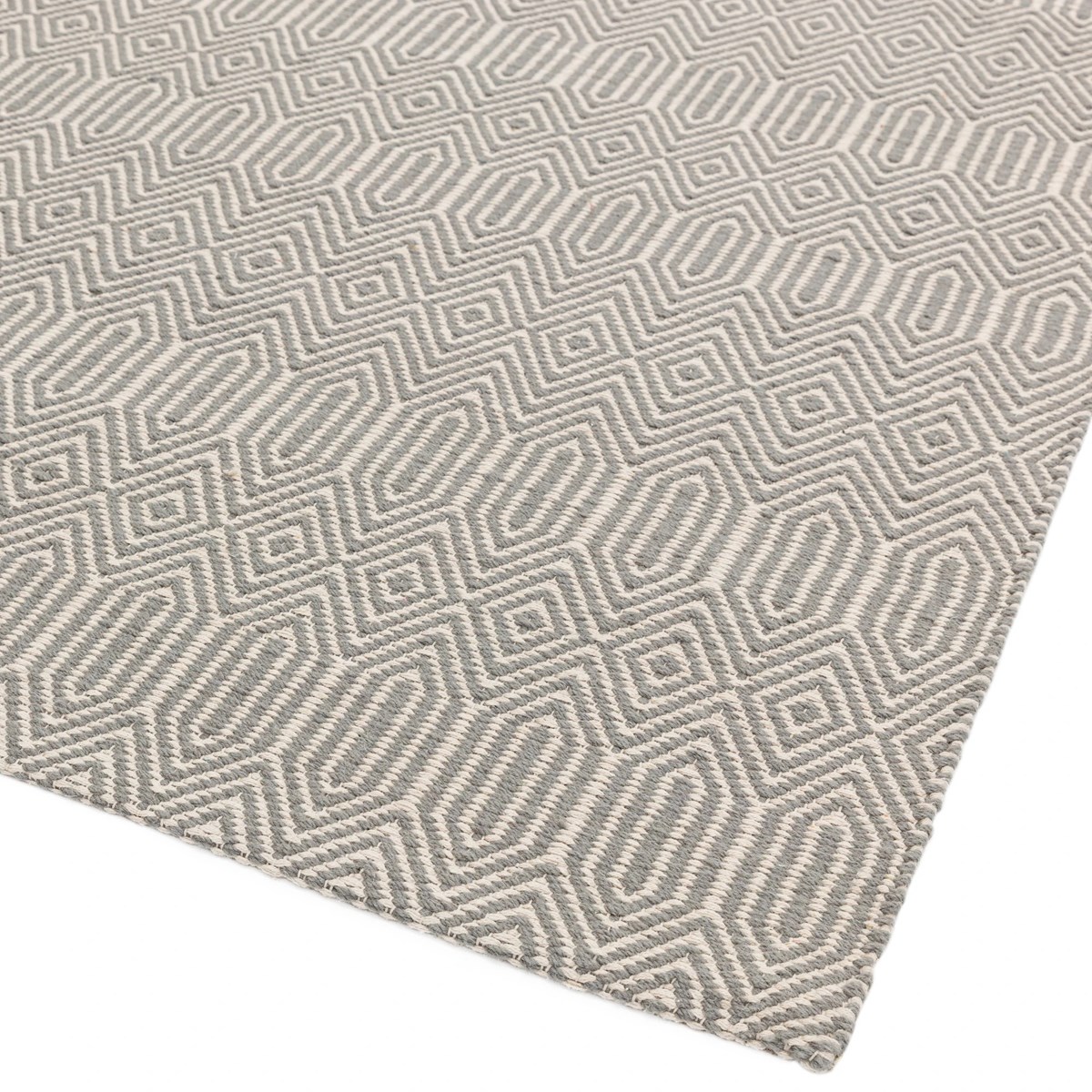 Tapis Laine et Coton tissé main style berbère SILWAN argent, NOVATREND