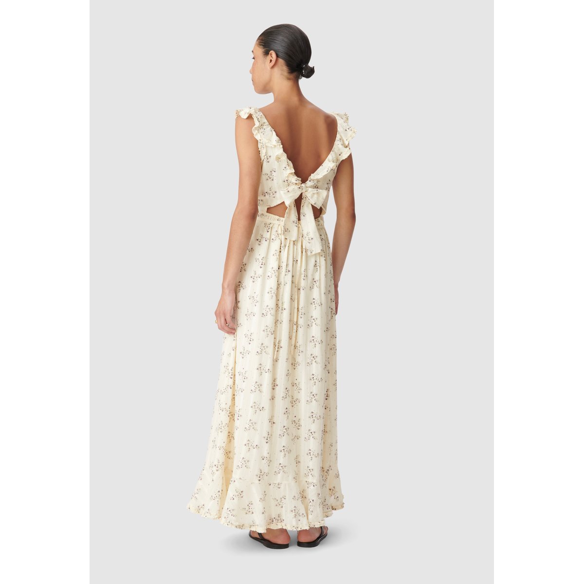 Robe longue imprimé floral blanc cassé, IKKS