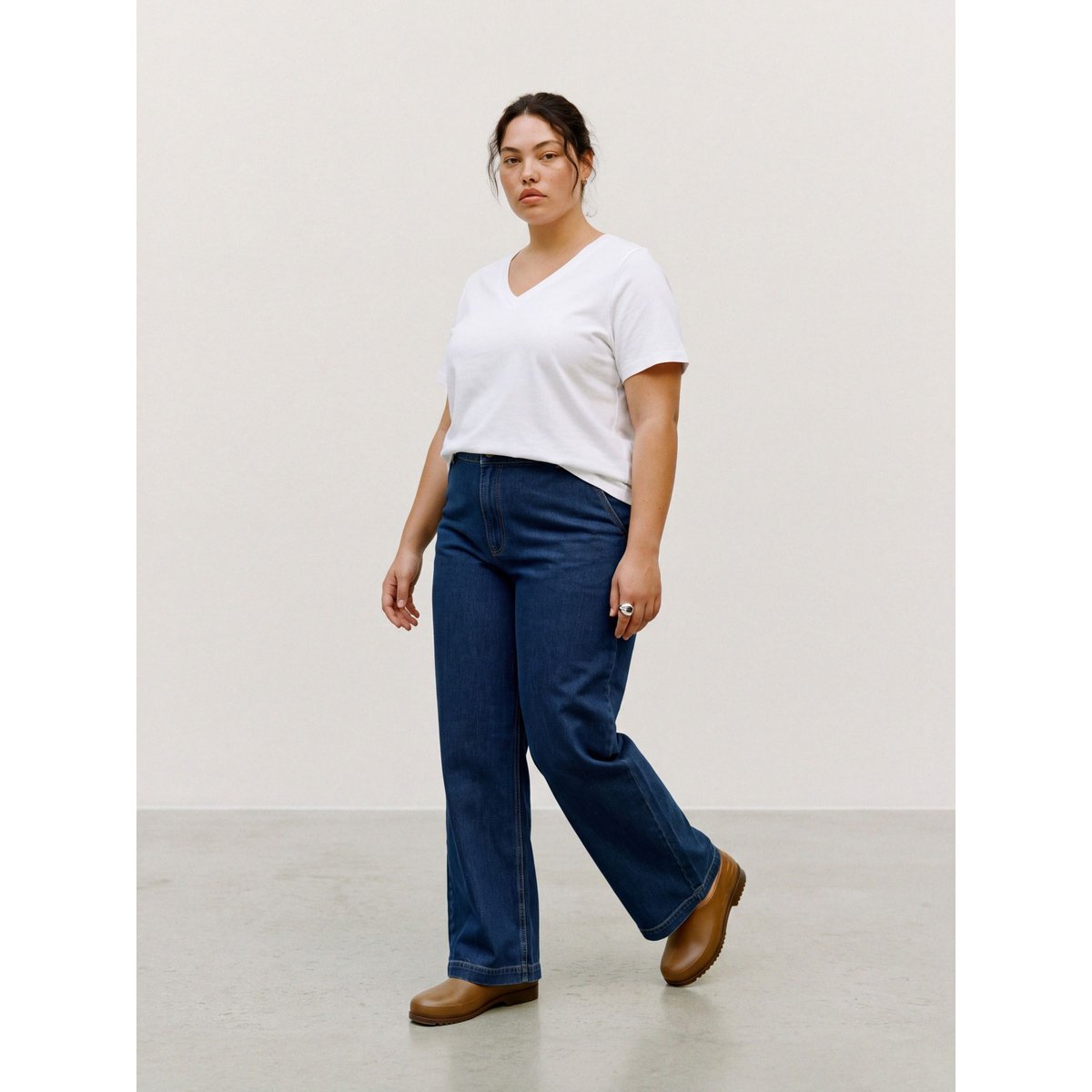 Jean À Coupe Large dark blue denim 1, VERO MODA