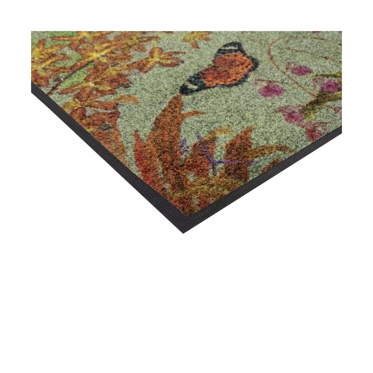 Tapis decor caoutchouc & nylon ORCHIDEES gris, GARNIER THIEBAUT