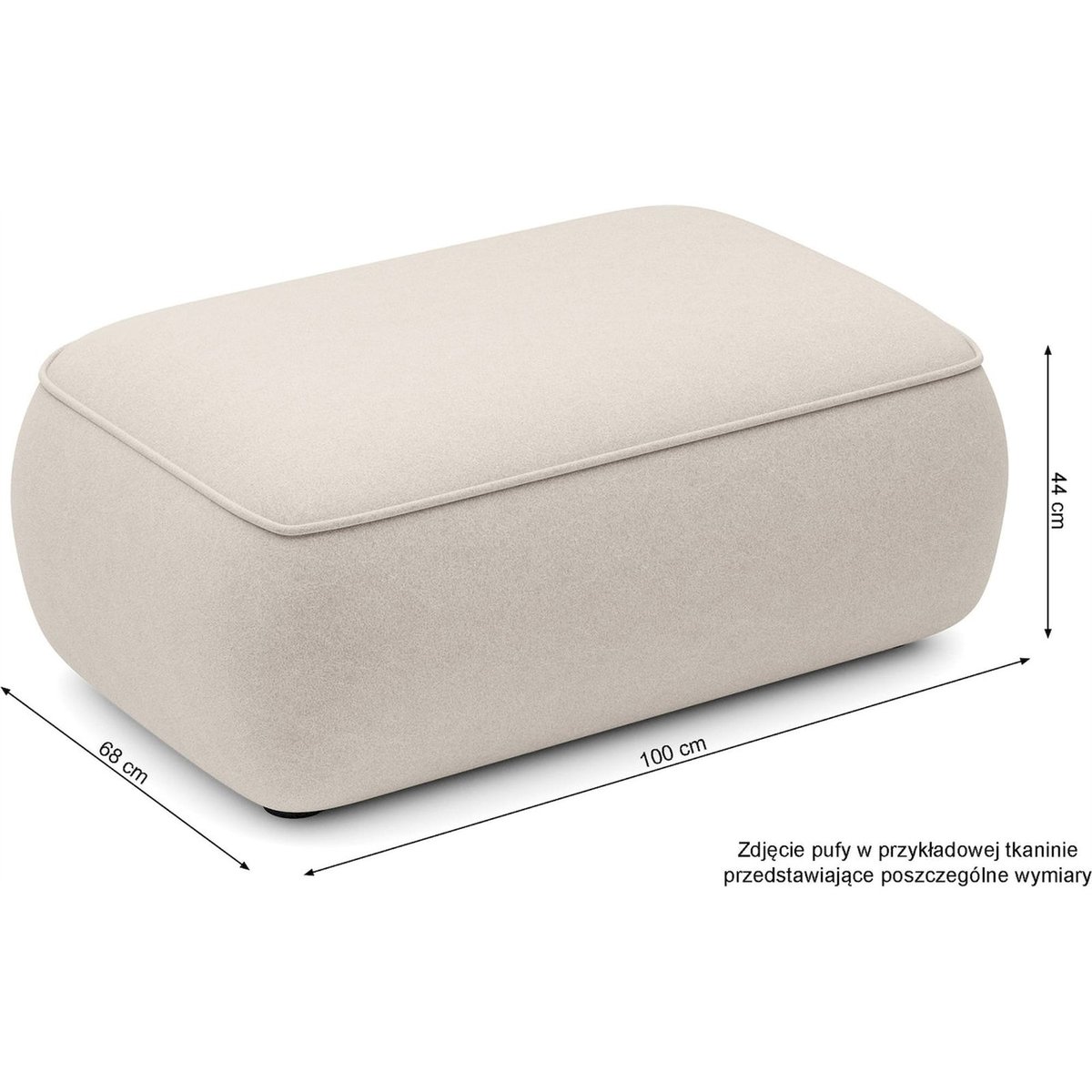 Pouf rectangulaire arrondi en velours OVO bleu pétrole, RECOLLECTION