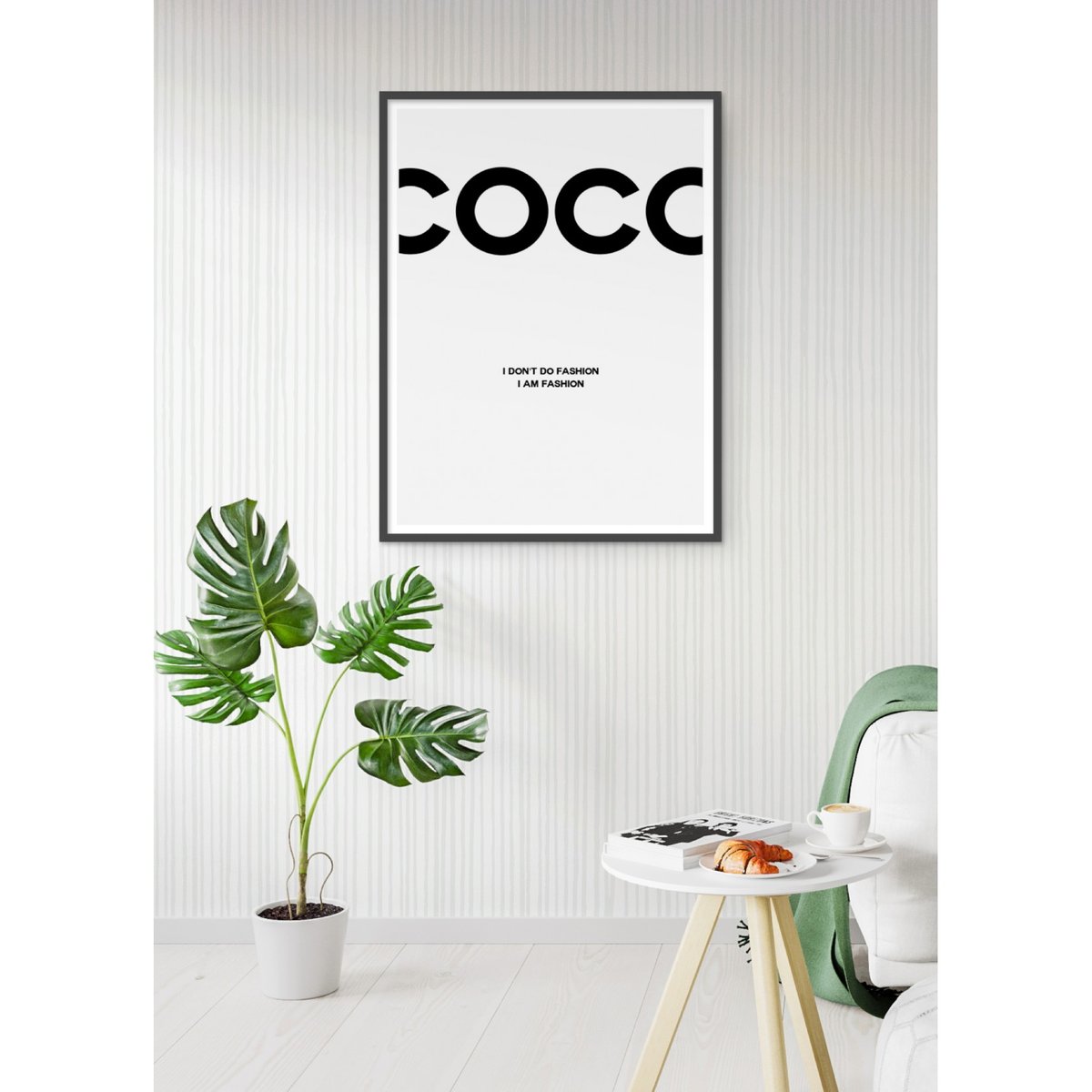 Affiche Coco 'I am fashion' blanc, L'AFFICHERIE