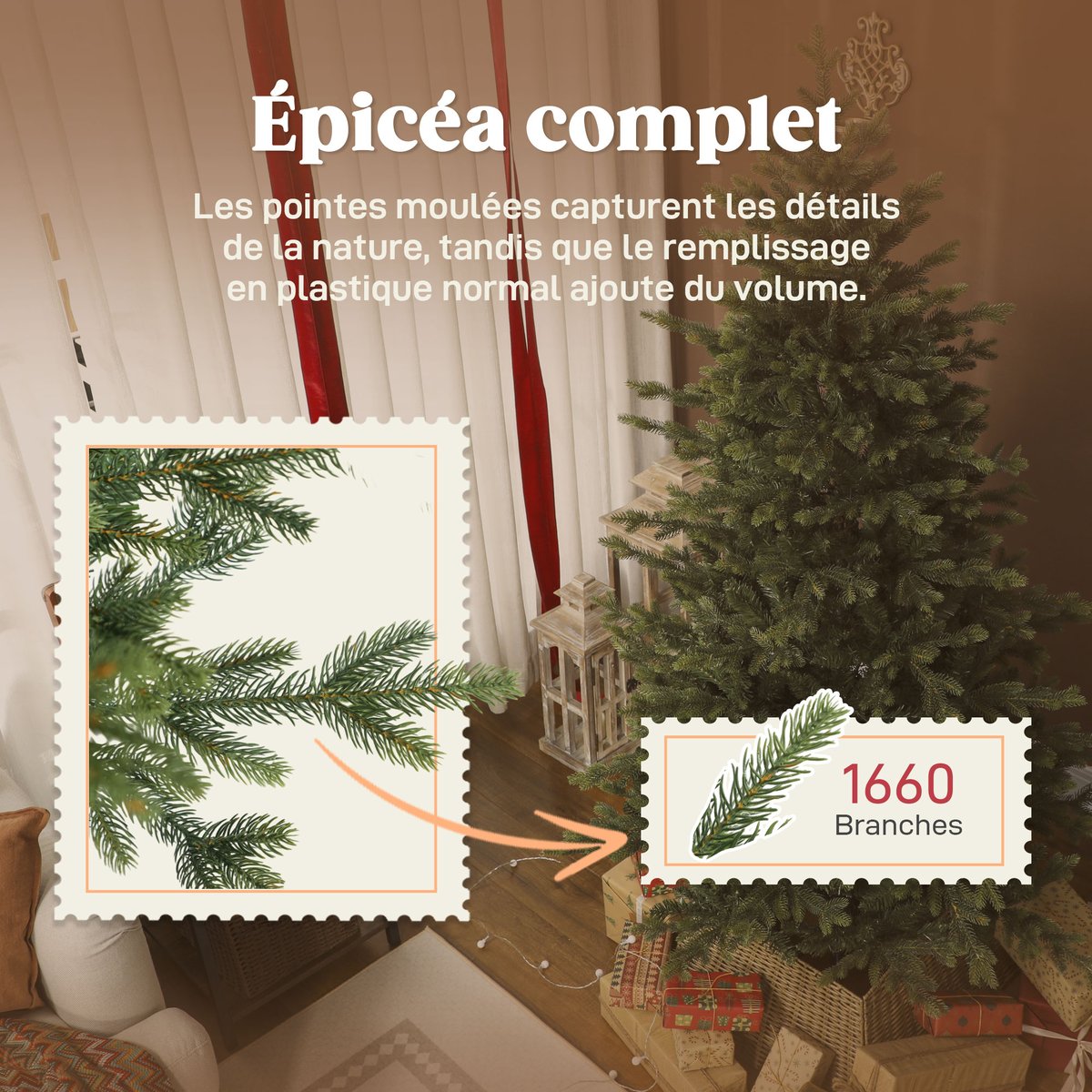 Sapin de Noël Plastique Vert vert, HOMCOM
