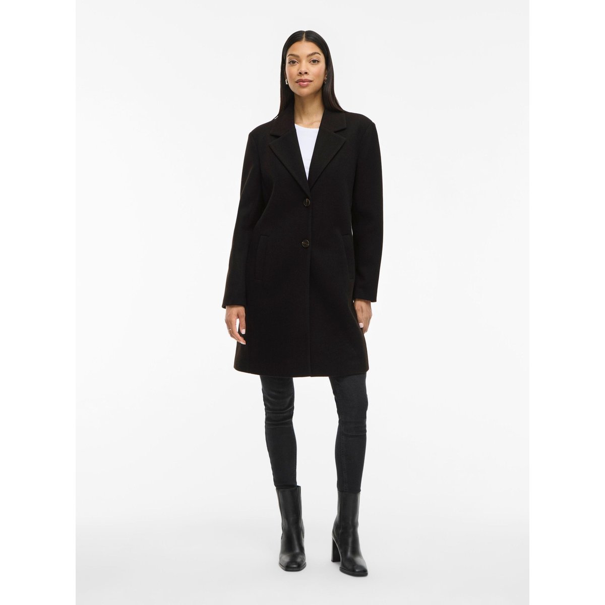 Manteau mi-long boutonné black beauty, VILA