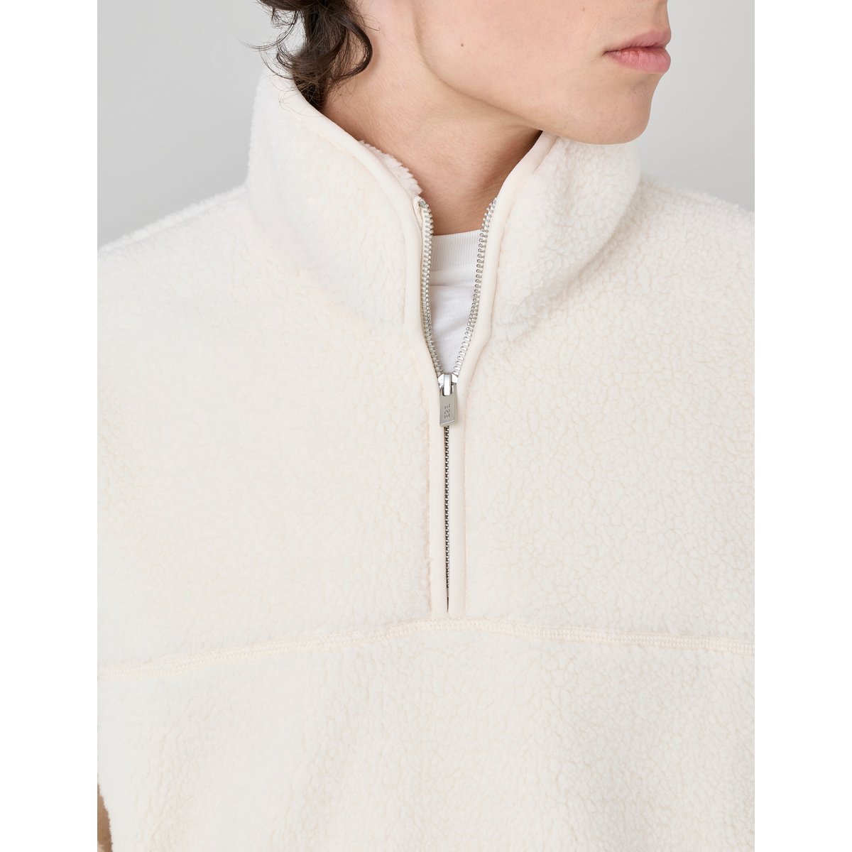 Sweat sherpa col montant zippé naturel, BZB