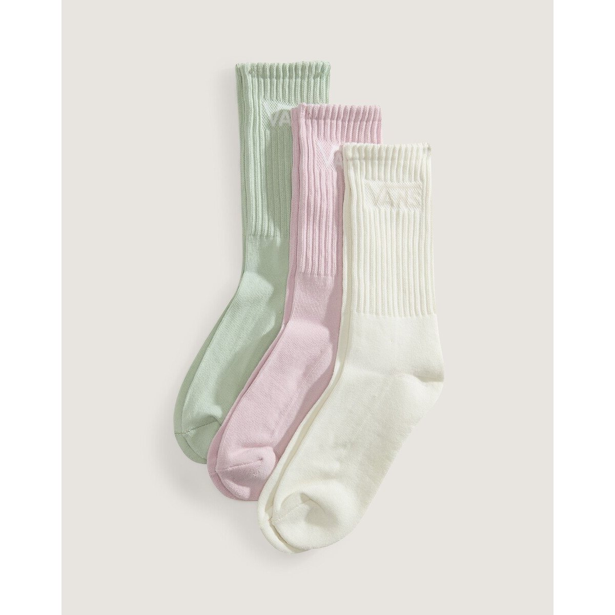 Lot de 3 chaussettes hautes blanc + rose + vert, VANS
