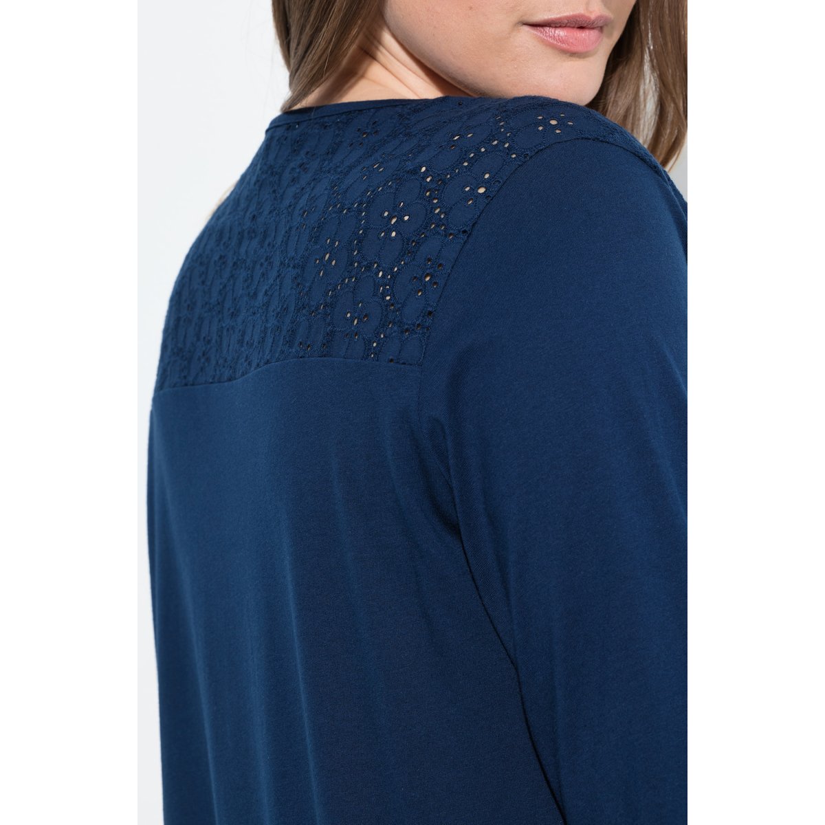 Pyjama à col rond et manches 3/4 bleu nuit, ULLA POPKEN