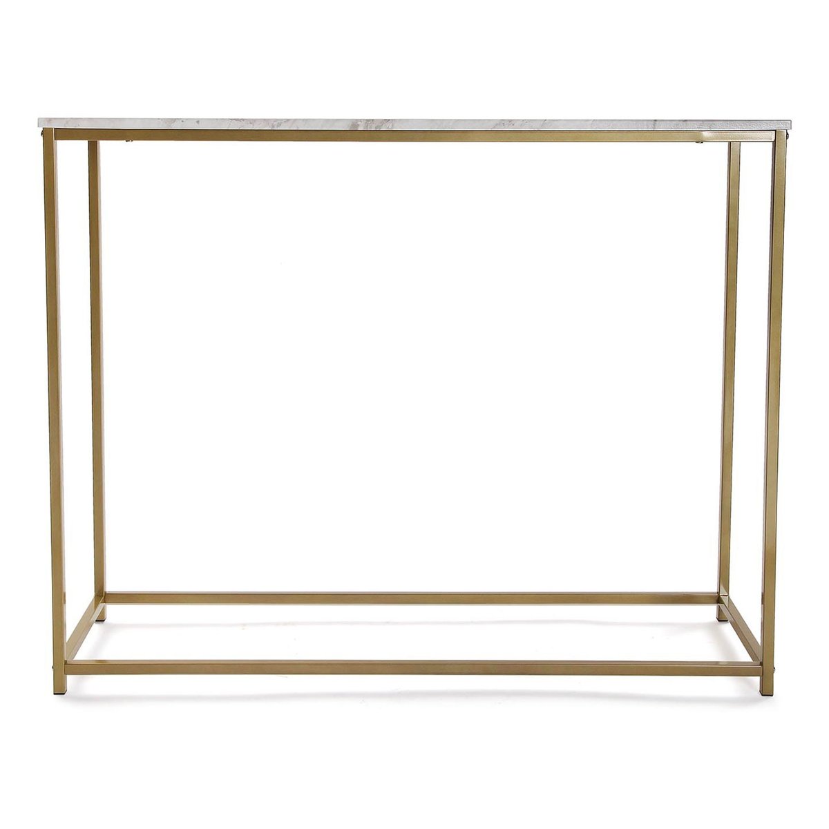 Console métal doré et plateau effet marbre blanc 100x30x81cm bois, WADIGA