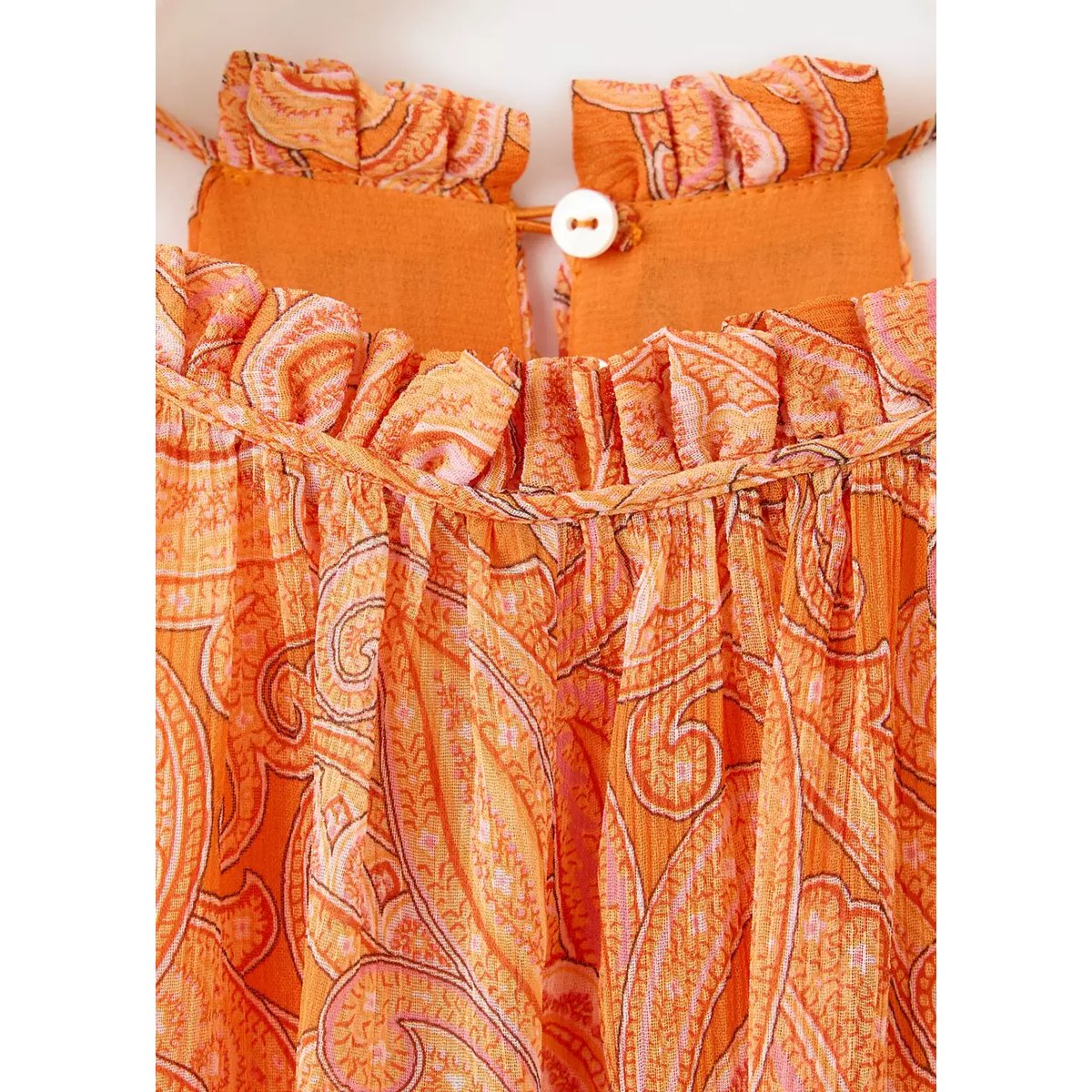 Robe col Halter paisley orange, MANGO