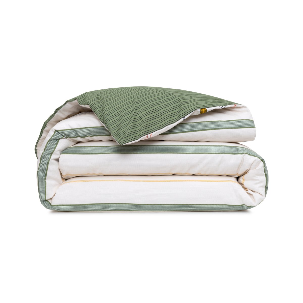 Housse de couette en percale de coton vert, MASCARON a motif, DESFORGES