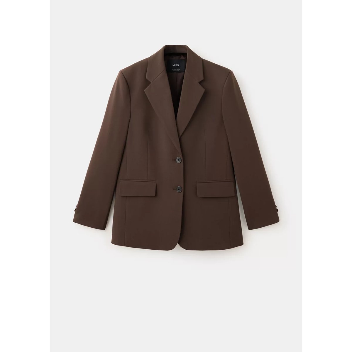 Veste droite avec poches à rabat marron, MANGO